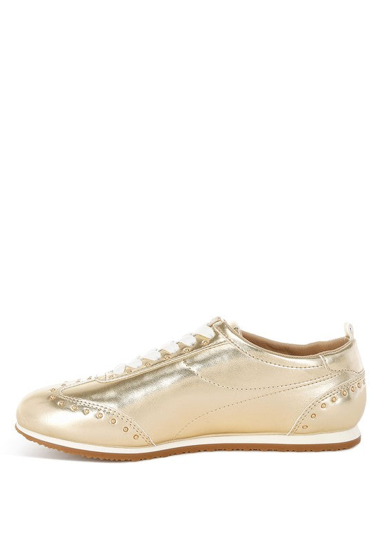 Yorika Studded Metallic Pleather Sneakers by Rag&Co.