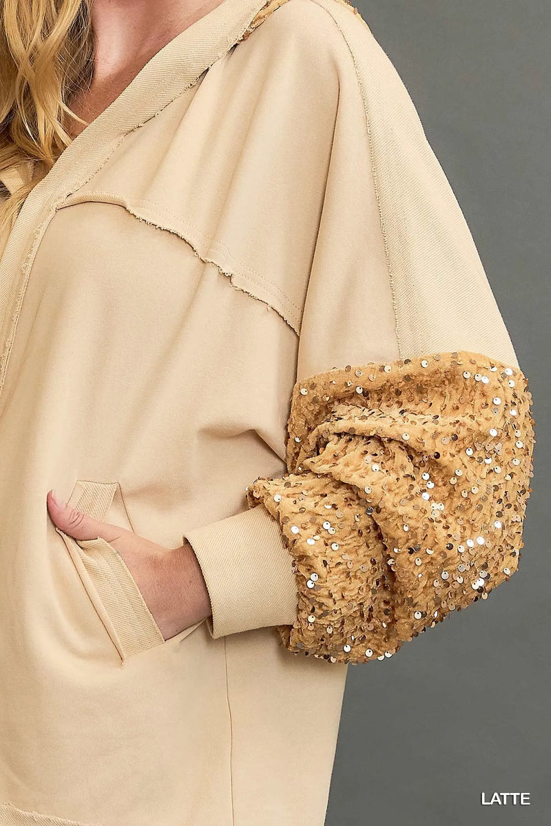 Oversized Sequined French Terry Jacket