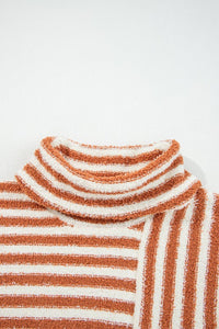 Stripe Cowl Neck Drop Shoulder Sweater-Reef Love