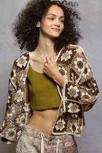 POL Open Front Cardigan with Varied Crochet Patterns-Crochet Cardigan-Reef Love