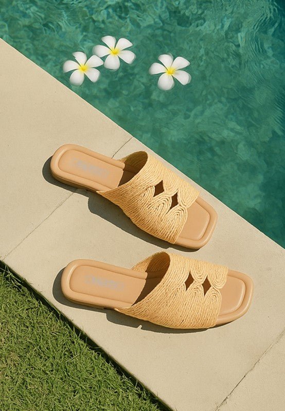 Daisy Doe Raffia Square Toe Flat Sandals - Reef Love