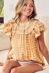 Tiered Ruffle Neck Tie Dye Top-Reef Love