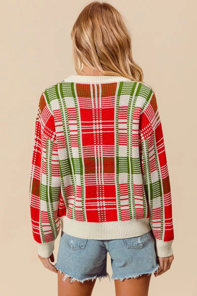 Christmas Color Checkered Plaid Sweater