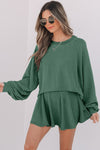 Corded Top and Ruffle Mini Skirt Outfit Set-Reef Love