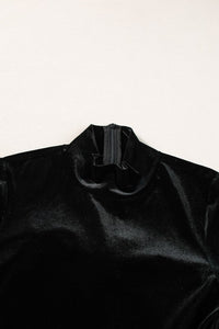 Velvet High Neck Tiered Ruffle Mini Dress-JUNIPER BLVD-Reef Love