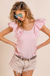 Shop Wide Layered Ruffle Sleeve Scoop Neck Ribbed Top-Stay cute and comfortable in our Pink Ruffle Cap Sleeve T-Shirt. Soft stretch fabric, romantic ruffle sleeves, and a flattering fit make it a must-have essential-Reef Love Boho-Chic Boutique