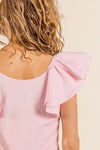 Shop Wide Layered Ruffle Sleeve Scoop Neck Ribbed Top-Stay cute and comfortable in our Pink Ruffle Cap Sleeve T-Shirt. Soft stretch fabric, romantic ruffle sleeves, and a flattering fit make it a must-have essential-Reef Love Boho-Chic Boutique