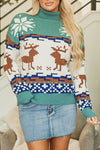 Christmas Reindeer Snowflake Turtleneck Sweater-Reef Love