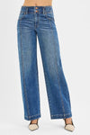 RISEN Mid Rise Fit Wide Baggy Front Seam Jeans
