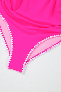 Colorblock Ric-Rac Trim Cutout Swimsuit