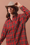 Christmas Checker Plaid Button Up Mini Shirt Dress