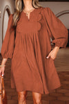 Corduroy Scallop Neck Mini Dress-Reef Love