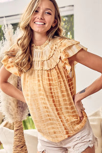 Tiered Ruffle Neck Tie Dye Top-Reef Love