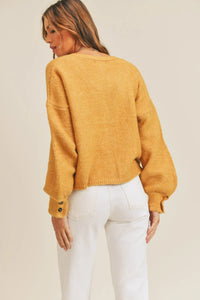 MABLE Long Sleeve Button Down Sweater Cardigan, Mustard-Mable-Reef Love