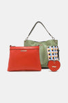 Women’s Three piece handbag set includes a Large Shoulder Bag, a Solid Bag, and a charming Heart Coin Pouch.