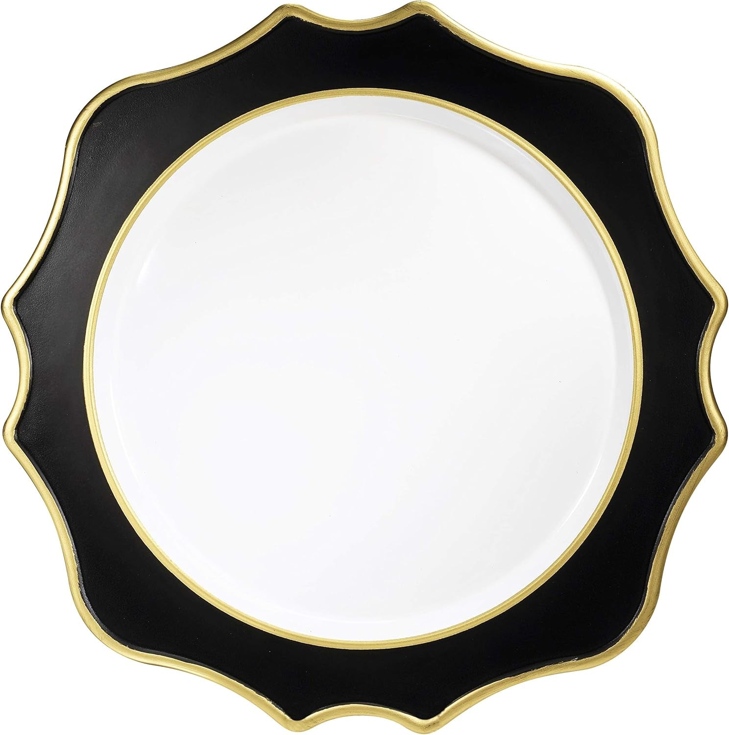 Acrylic Plastic Wedding Plate Chargers, Dinner Party Decoration Charger Plates with Scalloped Gold Edge