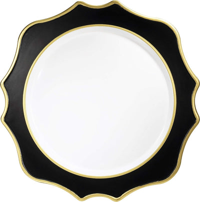 Acrylic Plastic Wedding Plate Chargers, Dinner Party Decoration Charger Plates with Scalloped Gold Edge