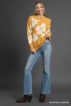 Floral Oversized Long Sleeve Sweater, Mustard