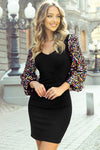 Gemma Sequin Bishop Sleeve Bodycon Mini Dress