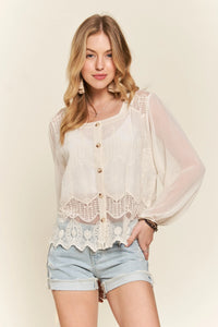 ADORA Button Down Embroidered Blouse-blouse-Reef Love