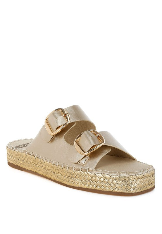 Shop Miova Metallic Buckle Detail Espadrille Flatforms-available at Reef Love online boho-chic boutique