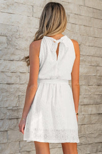 Reyna Lace Sleeveless Knot Back Mini Dress-Threaded Pear-Reef Love