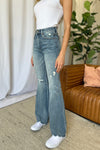 Judy Blue Medium Rise Tummy Control Destroy Flare-Jeans-Reef Love