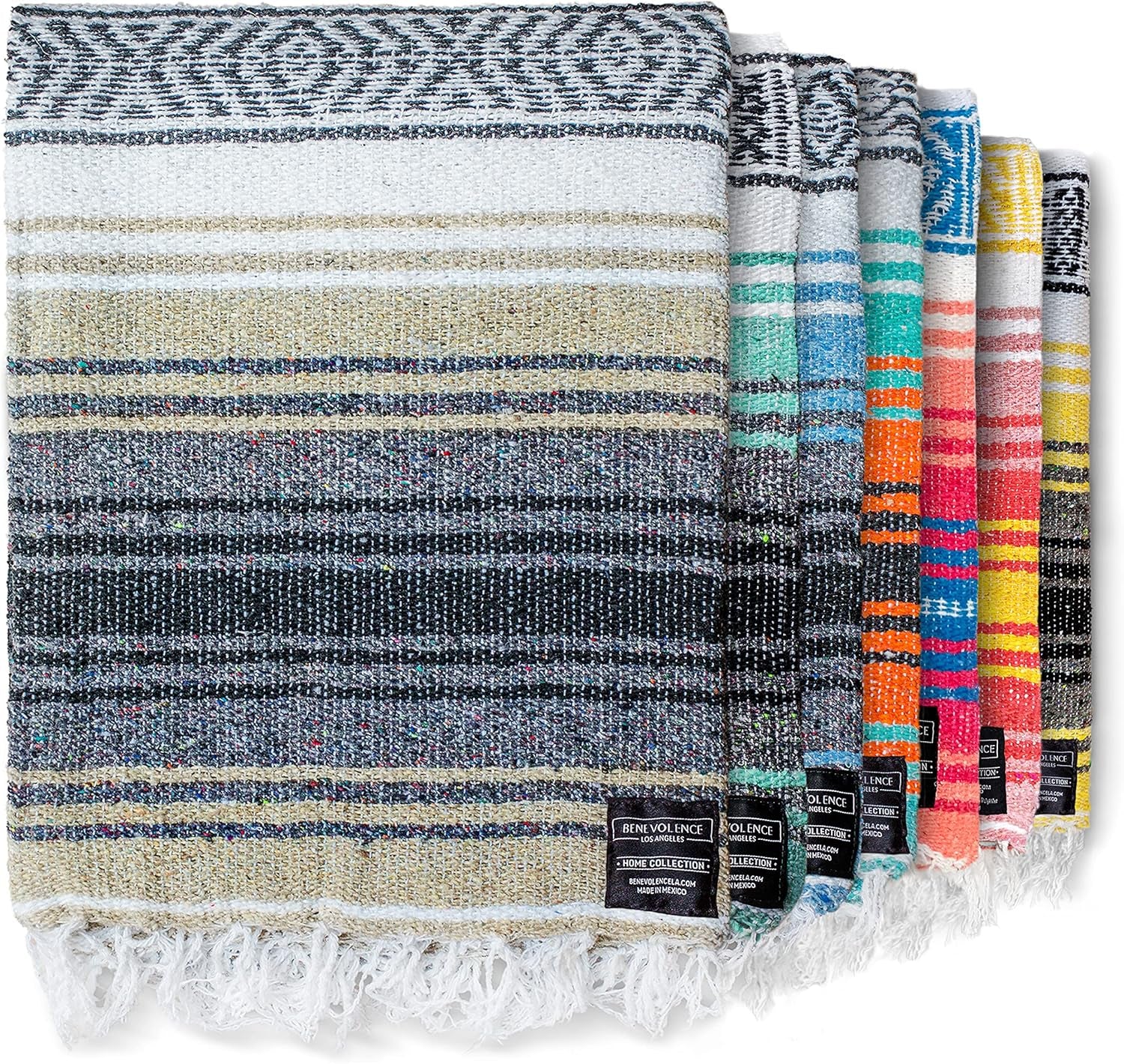 Authentic Handwoven Mexican Blanket | Yoga Blankets, Outdoor, Picnic, Beach, Camping | Equestrian Saddle | Serape 50X70 Inches - Azure, Pack of 1
