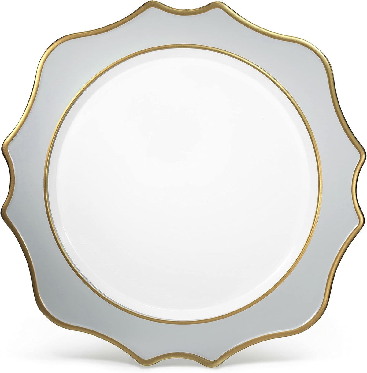 Acrylic Plastic Wedding Plate Chargers, Dinner Party Decoration Charger Plates with Scalloped Gold Edge