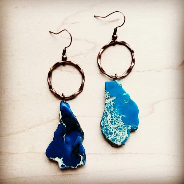 Blue Regalite Chunky Earrings-Drop Earrings-Reef Love