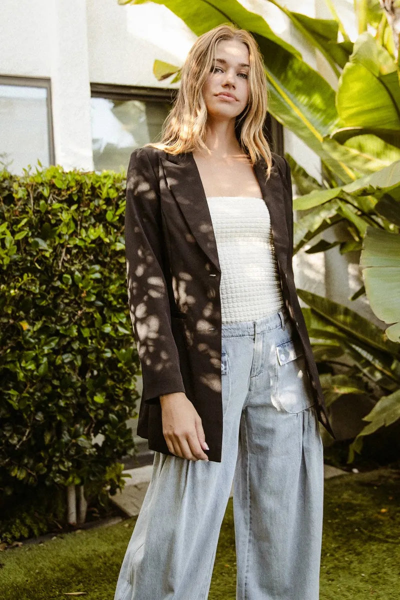 Single Breasted Peaked Lapel Blazer