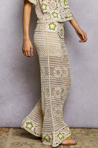 Starry Coast Openwork Crochet Flare Pants-Reef Love
