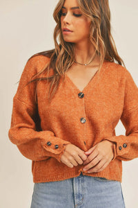 MABLE Long Sleeve Button Down Sweater Cardigan, Rust-Mable-Reef Love