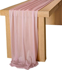 Lookein 10 Feet Champagne Chiffon Table Runner Sheer Wedding Table Cloth 29X120 Inches Rustic Wedding Decorations French Chiffon Table Runner
