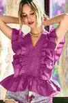 BiBi Woven Ruffled Top-Sleeveless Shirt-Reef Love
