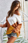 Color Block Rust Thanksgiving Sweater-Reef Love