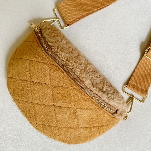 Fuzzy Quilted Luxe Crossbody Sling Bag