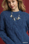 Cable Knit Cozy Sweater, Denim Blue-Reef Love
