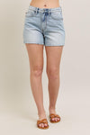 Judy Blue Frayed Hem High Rise Denim Shorts with Pockets - Reef Love
