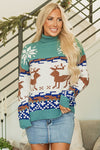 Christmas Reindeer Snowflake Turtleneck Sweater-Reef Love
