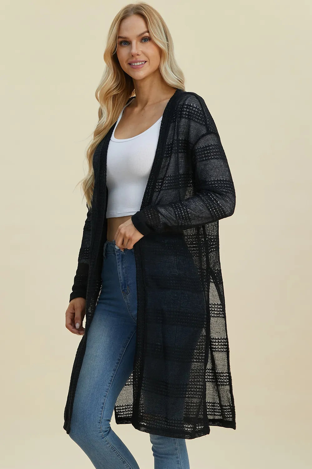 Lightweight Open Front Longline Cardigan-Double Take-Reef Love