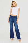 RISEN Low Rise Wide Leg Raw Hem Jeans-Reef Love
