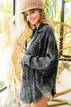 Vintage Charcoal Washed Wrinkle Gauze Shacket
