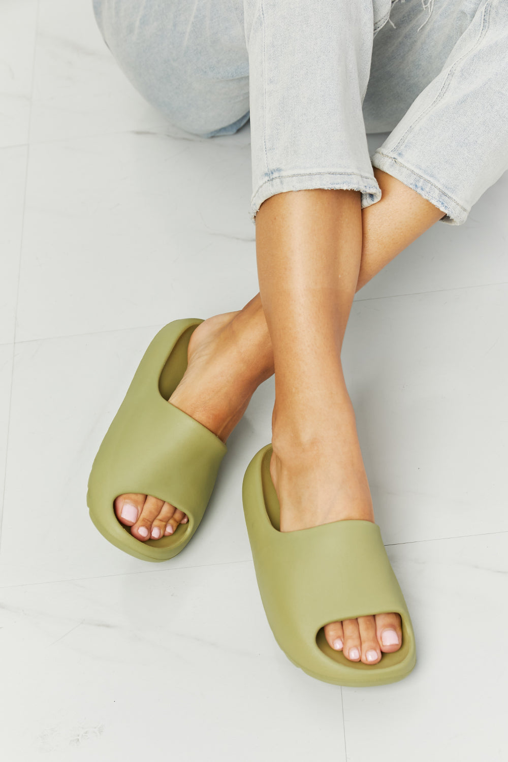 In My Comfort Zone Slides in Green-Slide Sandals-Reef Love