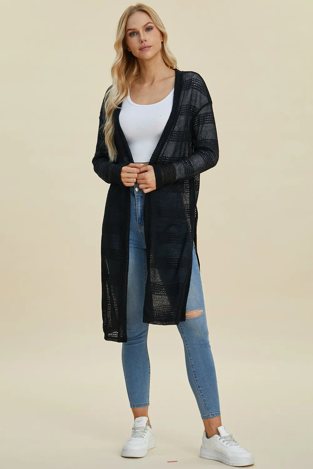 Lightweight Open Front Longline Cardigan-Double Take-Reef Love