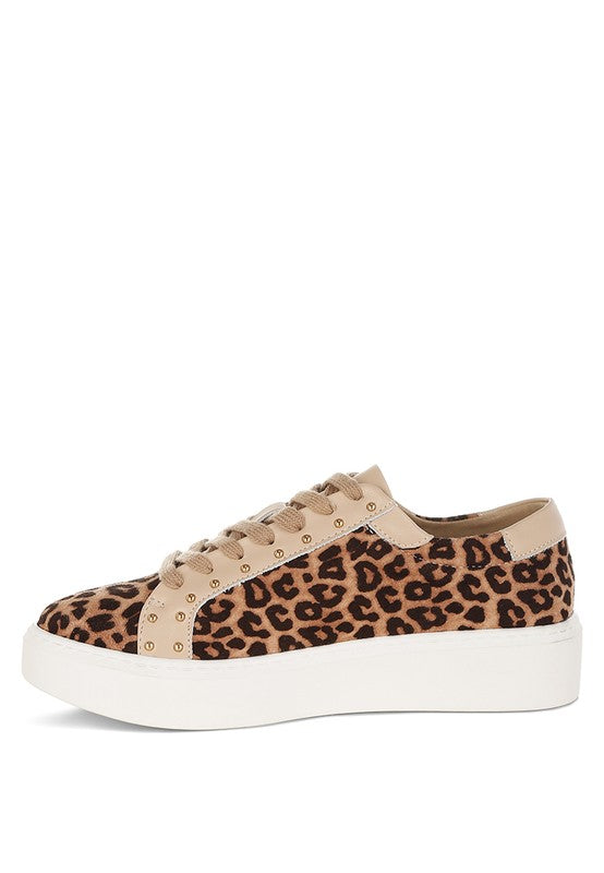 Flippin Studded Leopard Print Chunky Sneakers