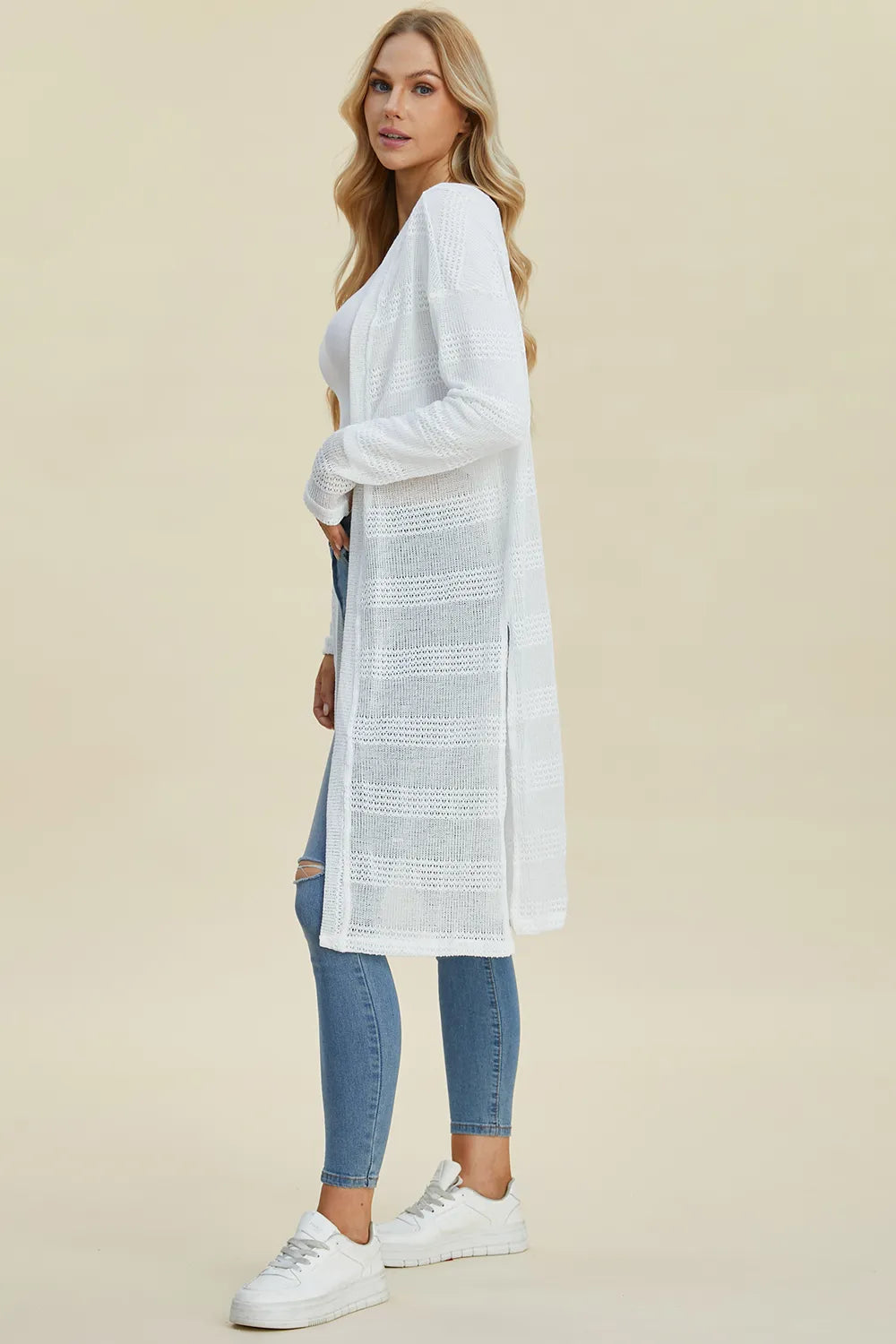 Lightweight Open Front Longline Cardigan-Double Take-Reef Love