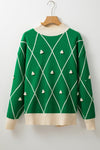 Christmas Geometric Diamond Pom Sweater-Reef Love