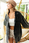 Vintage Charcoal Washed Wrinkle Gauze Shacket
