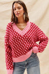 Geo Clover Red & Pink Sweater - Reef Love